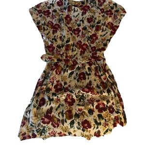 S. Roberts Rayon Floral Print Women's Romper - Red and Green With Belt Size 9/10